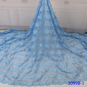 

African Lace Fabric With Beads 2019 Light Blue French Net Lace Fabric High Quality Nigerian Net Lace Fabric For Wedding QF3099B