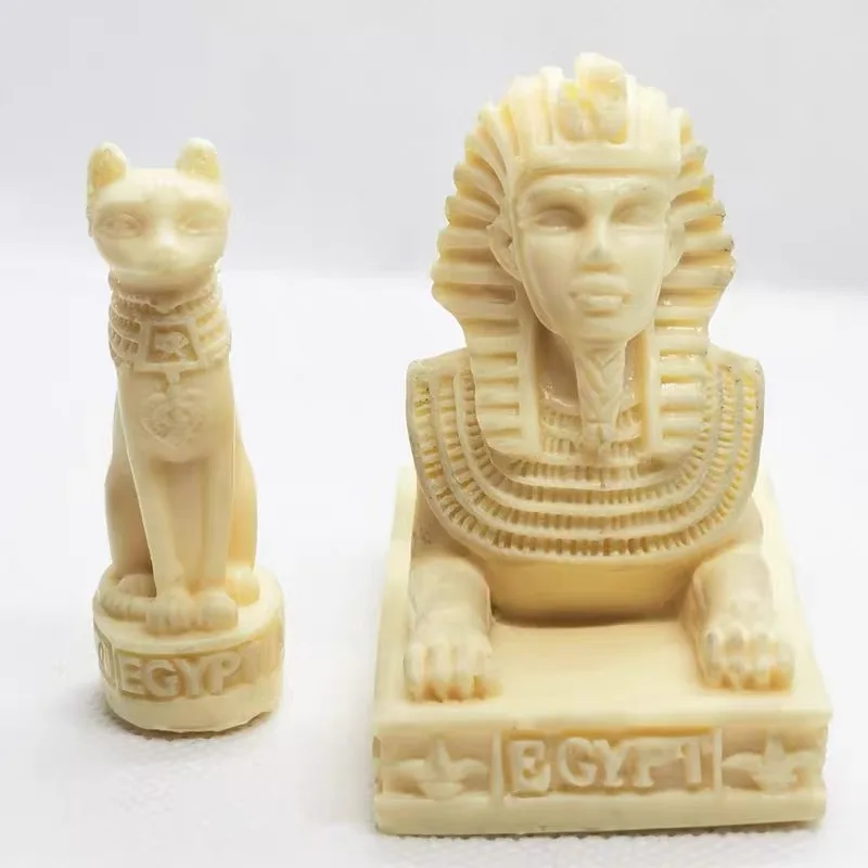 Egypt Pharaoh Sphinx Concrete Silicone Mold Egyptian Pyramid Cat Shape