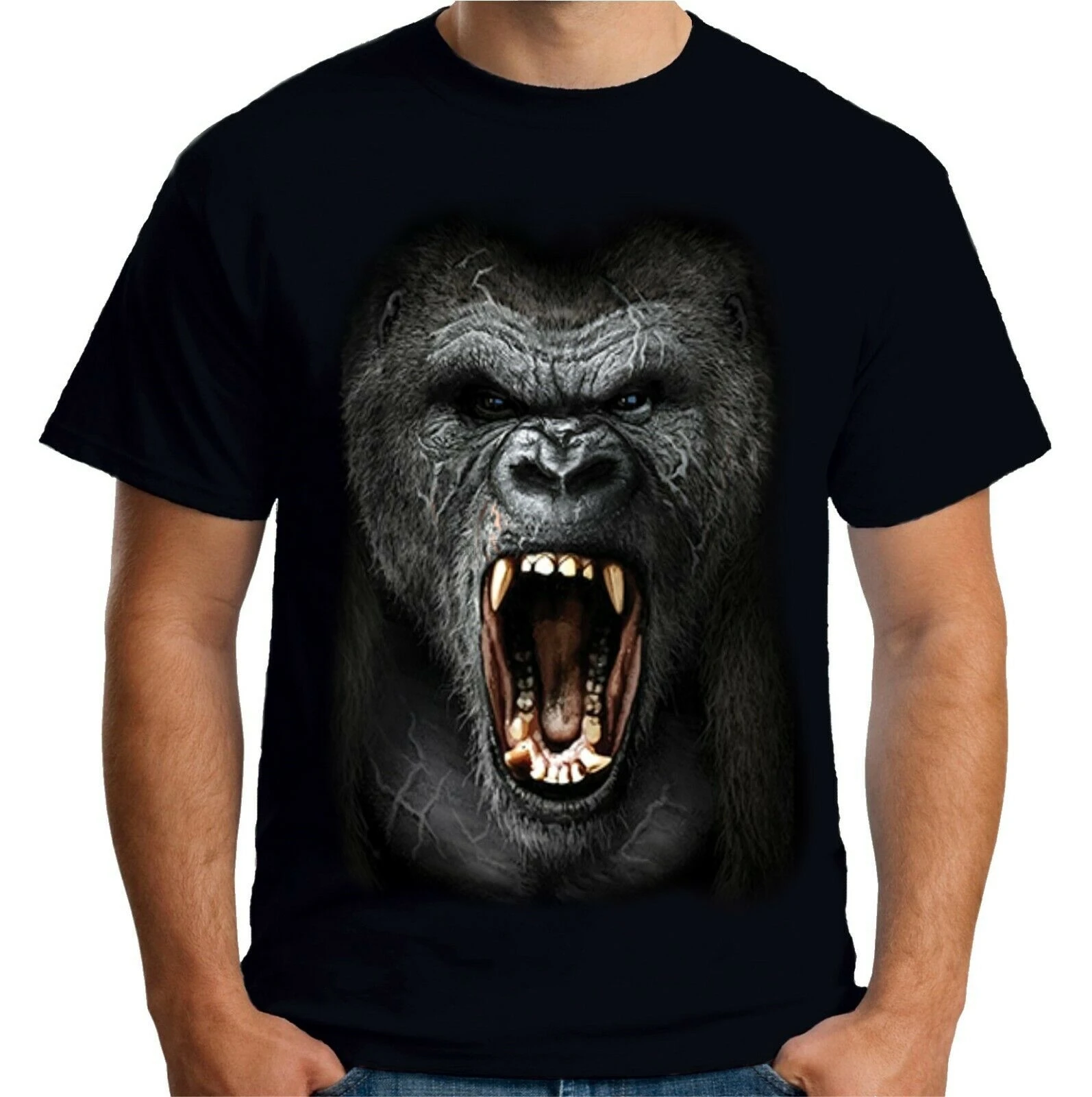 Camiseta Para Hombre Velocitee Cara De Gorila Enojado Roar King Kong A22298 Camisetas Aliexpress