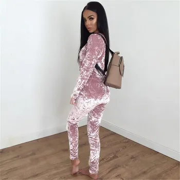 

2019 Autumn Winter Women Tracksuit Velvet Hoodies + Pants 2 Pieces Female Casual Tracksuit Velour Fashion Pullovers Sweatshirts