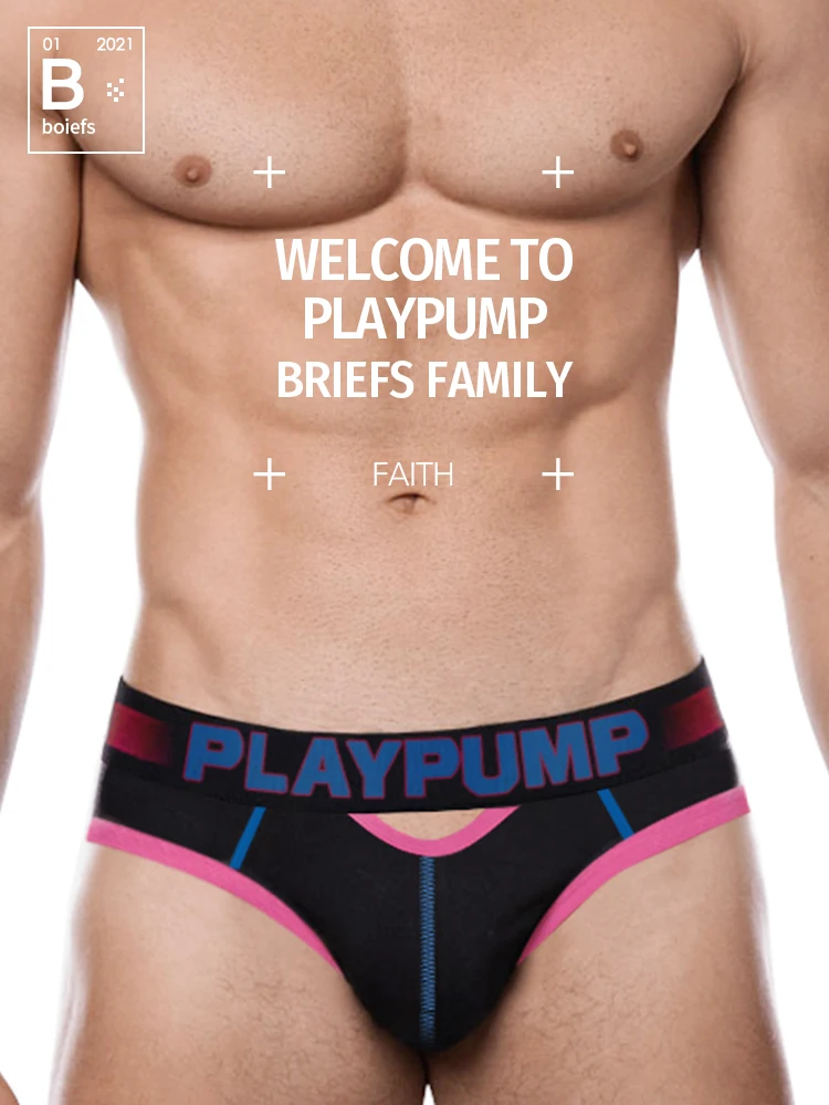 pouch underwear 8Style PLAYPUMP New Hollow Men Underwear Brief Cotton Sexy Men's Panties Briefs Gay Breathable Soft Mens Under Wear Jockstrap mens swimming briefs