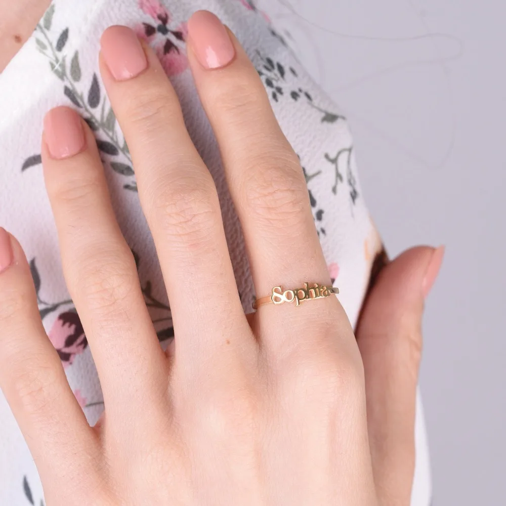 Tiny Name Ring-Sterling Silver Petite Ring-Petite Name Ring-Rose Gold Name Ring-Initial Ring-Personalized Ring-Custom Gift For Her