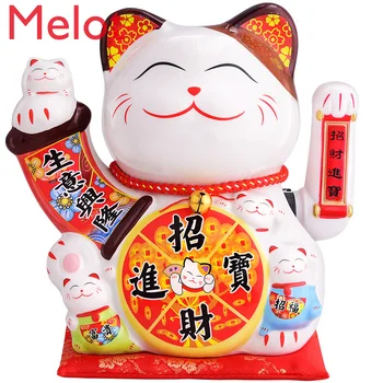 

19*13*20 CM Lucky Cat Wealth Making Money Cats Saving Cans Household Stores Shaking Hands Gifts Save Money Maneki Neko
