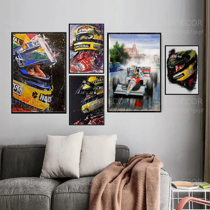 S217 формула гоночный автомобиль Айртон Сенна Плакат Картина маслом водитель