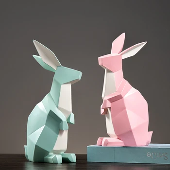 

ABSTRACT RABBIT SCULPTURE GEOMETRIC RESIN BUNNY STATUE LIVING ROOM ANIMAL DECOR GIFT AND CRAFT ORNAMENT ACCESSORIES FURNISHING
