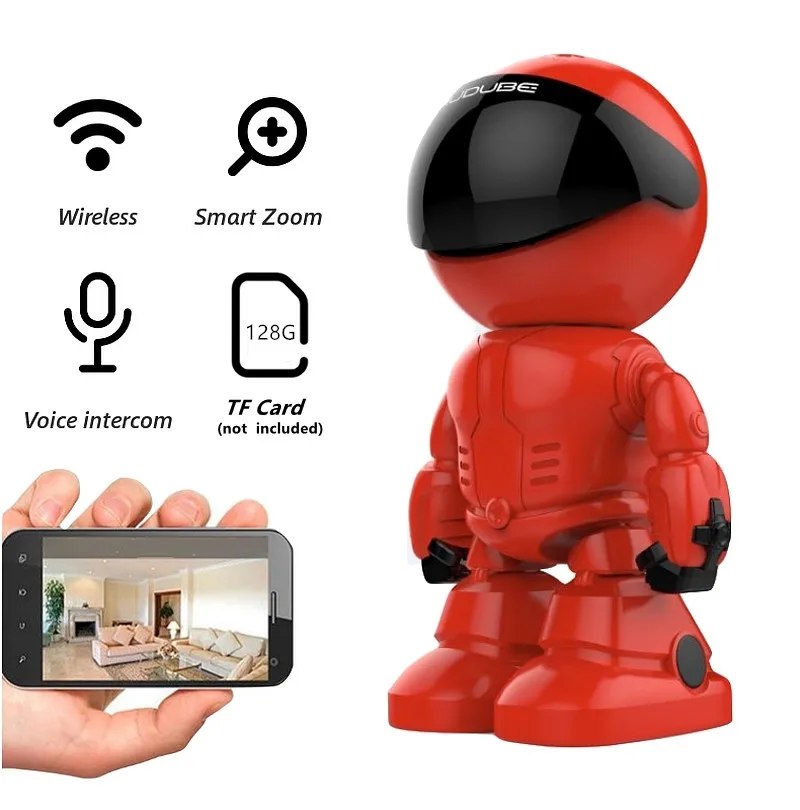 

1080P WiFi Robot IP Camera Pan Tilt Security WiFi Camera Support P2P Night vision Motion Detection Two way Audio+TF Card Slot