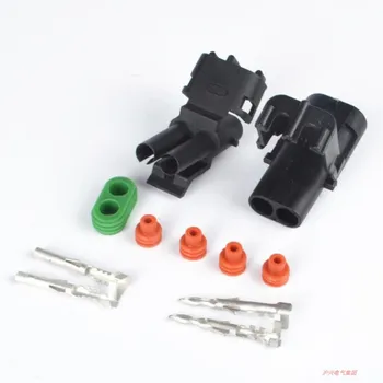 

100sets/lot Weather Pack 2 Pin/Way Male Female Connector Plug Kit 20-18 For Delphi 12015972&12010973