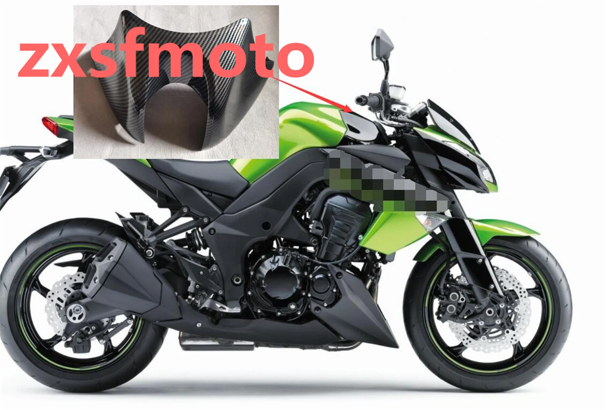 

Обтекатель Z1000 для кузова мотоцикла, передняя крышка резервуара для Kawasaki Z 1000 2011 2012 2013 2014, углеродный внешний вид, черный впрыск ABS