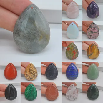 

Natural 40x30MM Mixed Stone Bead Teardrop CAB Cabochon Hole Jewelry GEM Pendant 1PCS H149-H166
