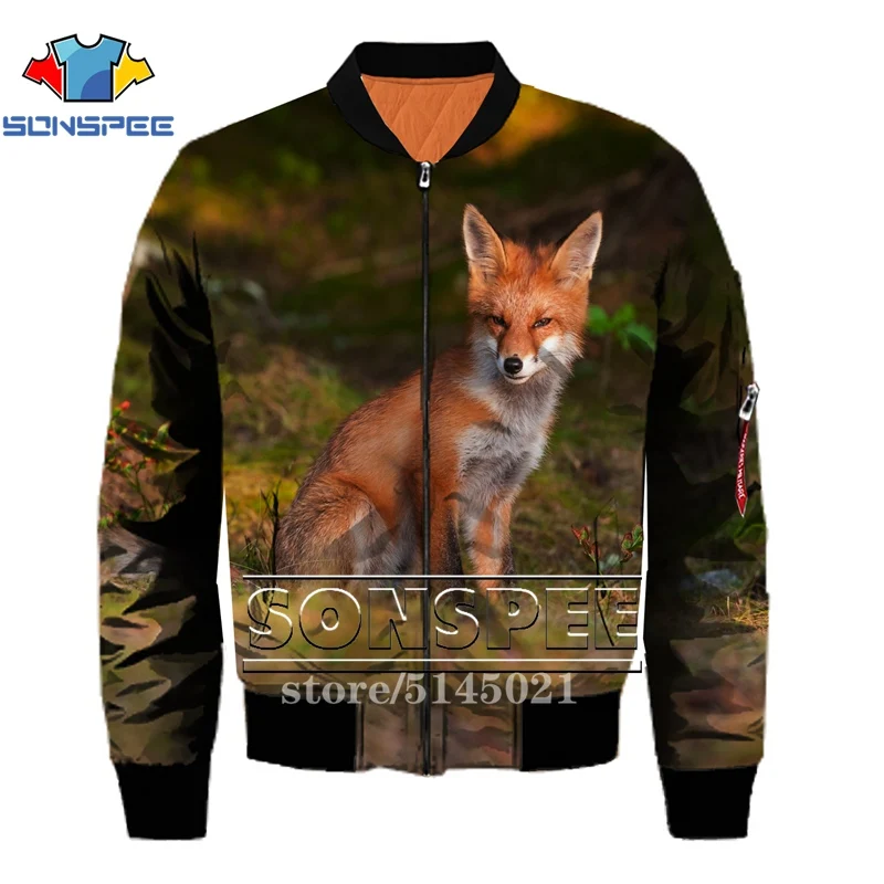 SONSPEE Animal Fox 3D принт Харадзюку Топ Летающая куртка Авиатор Пилот мужские куртки бомбер женская модная повседневная одежда G14