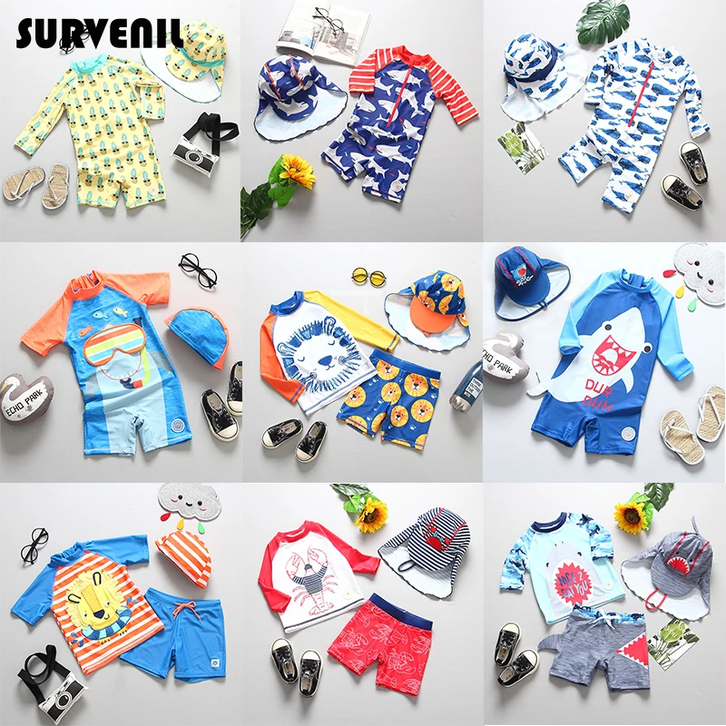 

Swimsuit Boy Swimming Suit for Boys Toddler Kids Baby Bathing Suit with Long Sleeves Shark One Piece 3 pieces Children Swimwear