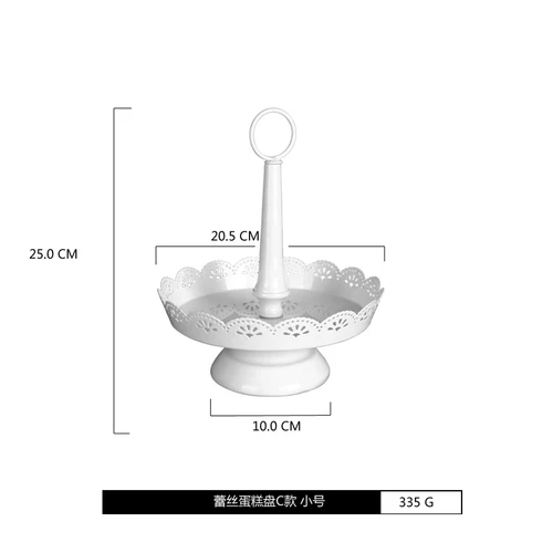 Металлическая винтажная белая кружевная тарелка для торта десертный стол украшение для торта - Цвет: NO3 small