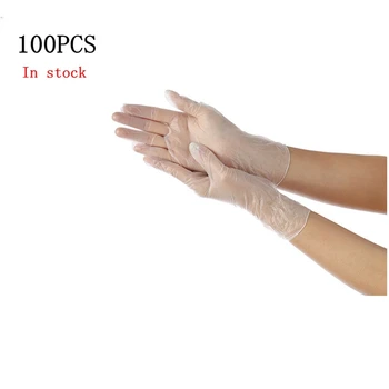 

In stock 100 Pcs Disposable Gloves PVC BBQ Waterproof Single Use Antibacterial S M L XL Glove for women Children