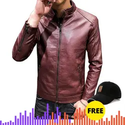Весенние кожаные куртки и пальто 2018 Новое поступление тонкий мужской качественный кожаный жакет Новая мода chaqueta de cuero para hombre 1043