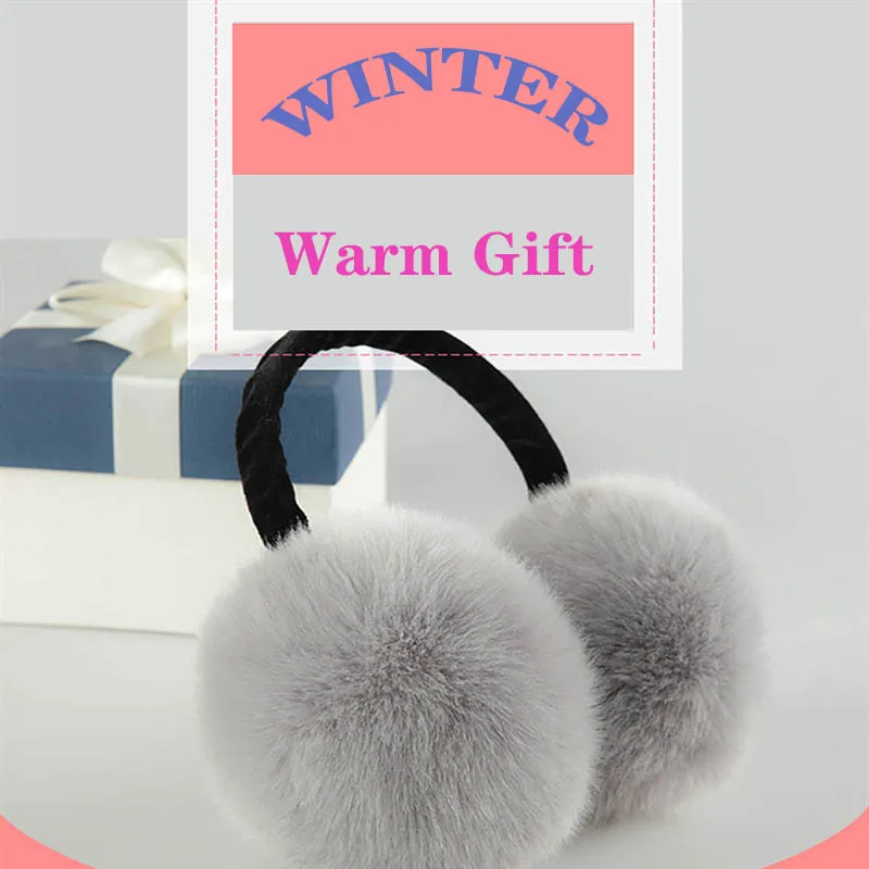 Calymel Winter Earcap Women Earmuff Cute Faux Rabbit Fur Ear Muffs Adjustable Warm Thermal Fluffy Plush Ear Cover