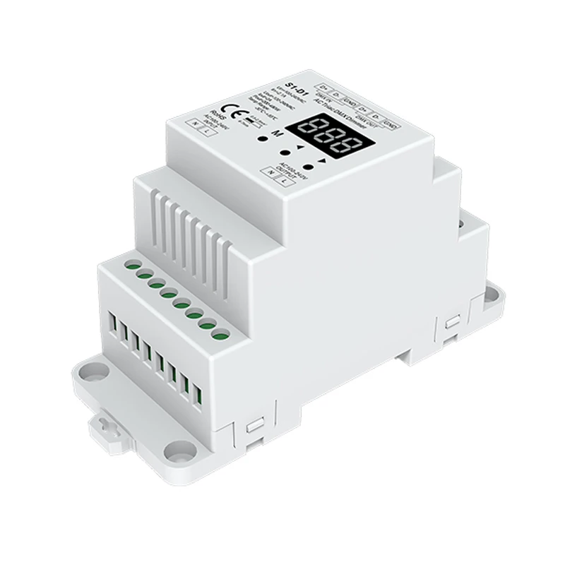 Led Triac DMX512 диммер 100 V-240 V AC Вход 1CH x 2A 1 канал Выход Высоковольтная Светодиодная лента Din Rail диммер цифровой дисплей