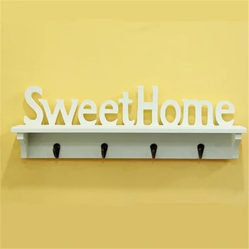 

Sweet Home Style Wall Hanger 4 Hooks Organizer Decor Storage Rack NAS Shelf