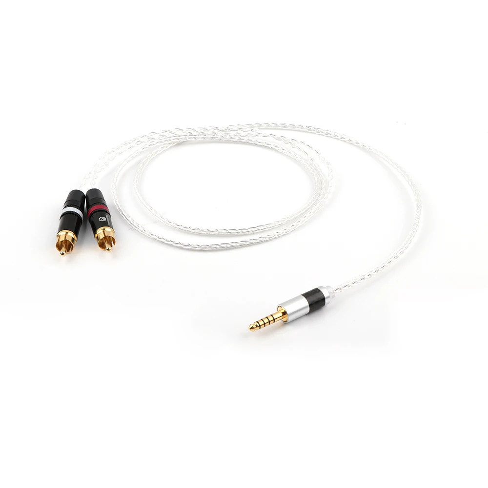 2 5mm TRRS 4 4mm Balanced Male 3 5mm Jack to RCA Plug Aux Cable 8x 1 0mm Silver Wire Headphone Amp