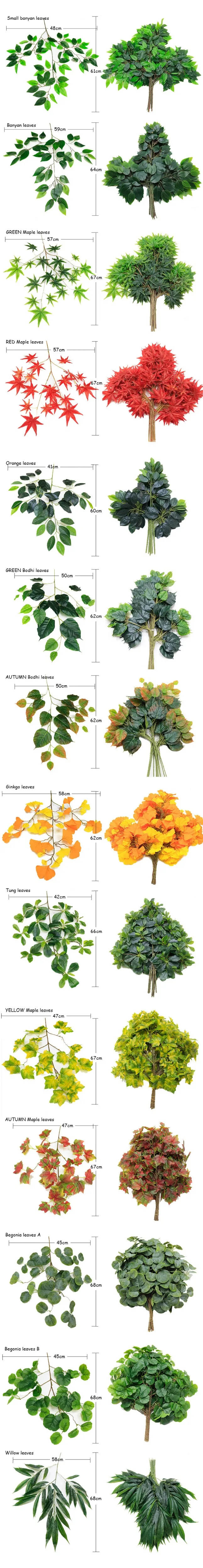 JAROWN Artificial Plant Real Touch Leaves Eucalyptus Leaves Ginkgo Leaves Maple Leaf Fake Branches Wedding DIY Decoration Home Decoration (1)