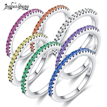 New Fashion Multicolor Zirconia Party Women Engagement Ring With Silver Color Crystal Wedding Rings For Lady Jewelry Gift