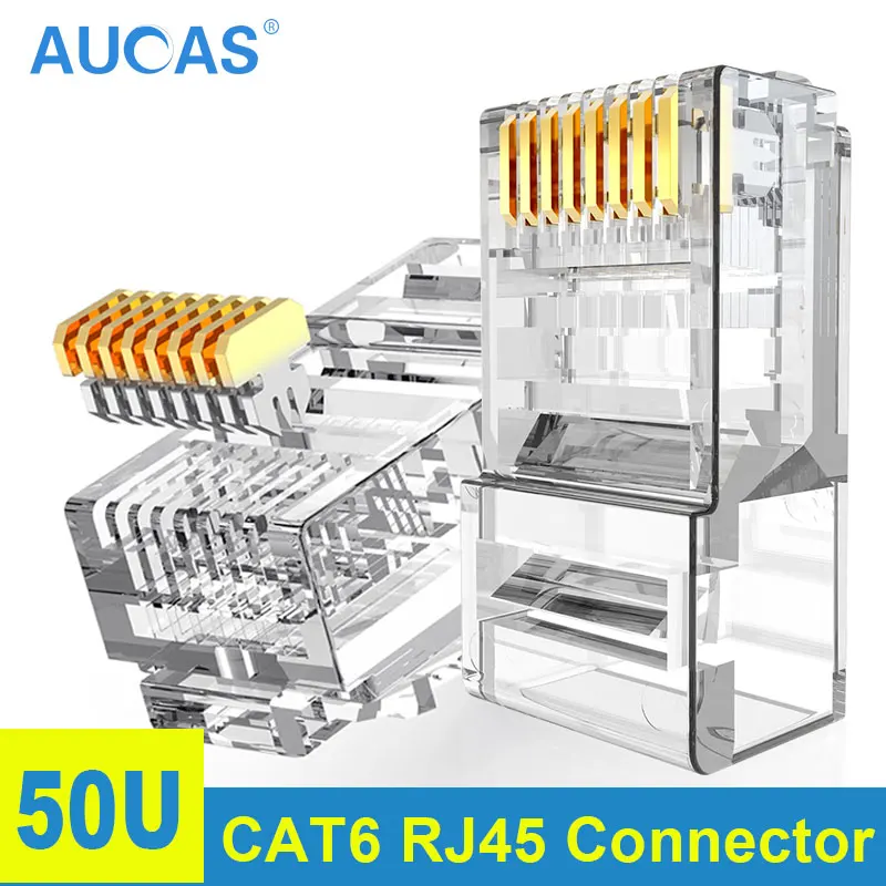 

50Pcs/lot 100PCS/LOT CAT6 UTP RJ45 plug RJ45 connector 2 sets 8P8C Network CAT6 Modular Plug Connector From AUCAS Free Shipping