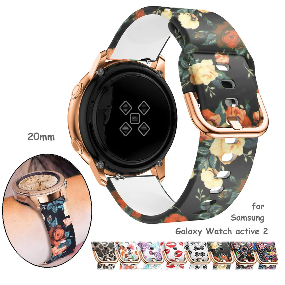 Ремешок силиконовый для наручных часов спортивный браслет с принтом Samsung Galaxy watch 3