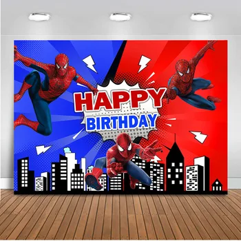 

Superman backdrop for photography children birthday party decoration cartoon superhero background for photo studio supplies