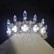 Bride Headdress Crown Luxury Glorious Shining Marriage Accessories Korean Style Colorful Lights Wedding Accessories