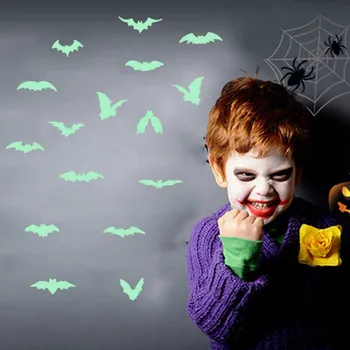 

2019 3D Bat Luminous Wall Sticker DIY PVC Removable Decal Home Halloween Decoration Bed Room Living Room TV Wall Decoration