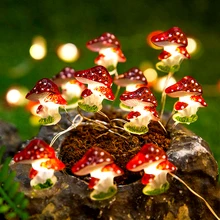 

3m 30LEDs Mushroom Shape String Lights Battery Operated 3D Stereo Mushroom Copper Wire DIY Fairy String Lamps for Potted Decor