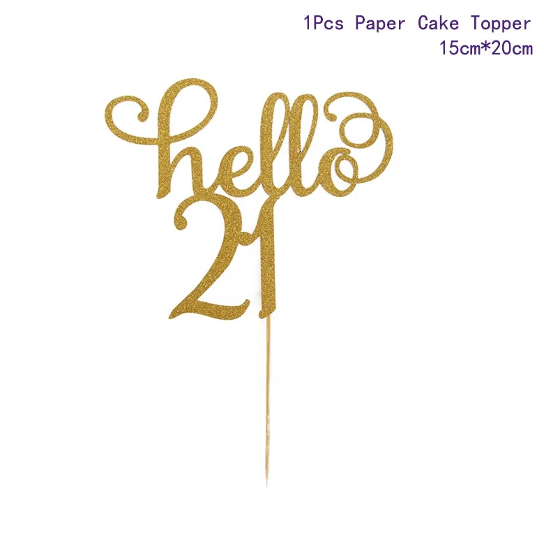 21th Topper Taoup черная Золотая 21-я одноразовая посуда, тарелки для полотенец, чашки для стола, одноразовая посуда для вечеринок 21, принадлежности для дня рождения - Цвет: 21th Topper