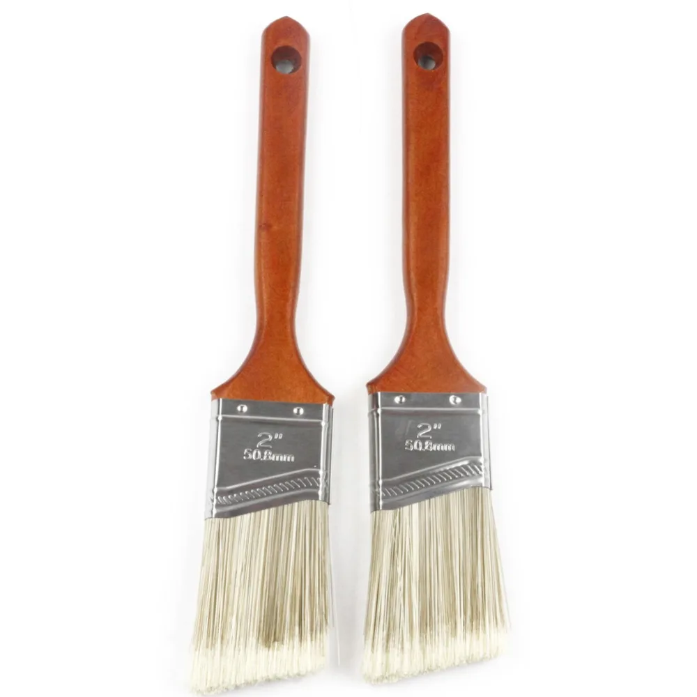 

MAXMAN 2pcs Dusty Brush Tool Cleaning Angled Sash Paint Brush Set For Walls Polyester Blend Treated Long Varnished Wood Handle