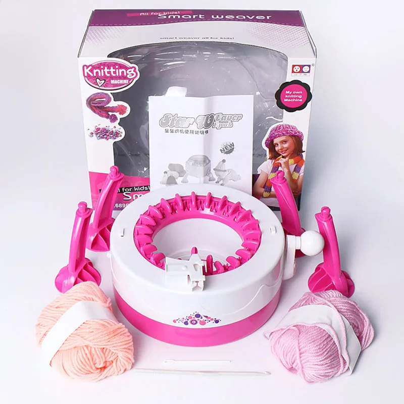  Children'S Hand-Cranked Automatic DIY Scarf Cap Rainbow Knitting Machine Creative Hand-Knitted Wool