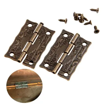 

New 500pcs/lot Cabinet Door Hinge Door Hinges For DIY Box Furniture Hinges With Screws 4 Holes Bag Accessory Bronze Tone