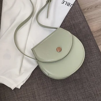 

Retro Semicircle Flap Messenger Bag Simple Temperament Solid Color Shoulder Bag All-match Women's Bag Fashion