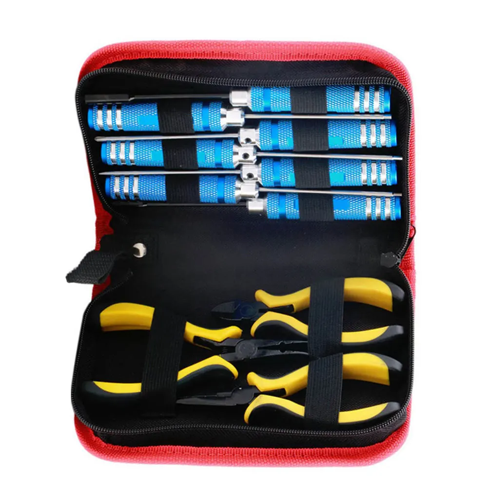 

10pcs Helicopter Steel Toy Repair Plane Pliers Easy Operate RC Tool Kit With Storage Bag Car Model Portable Screwdriver