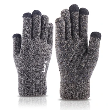 

Men Women Full Finger Touch Screen Knitted Gloves Faux Fur Female Male Thicken Winter Warm Mittens Female Gloves Guantes Mujer