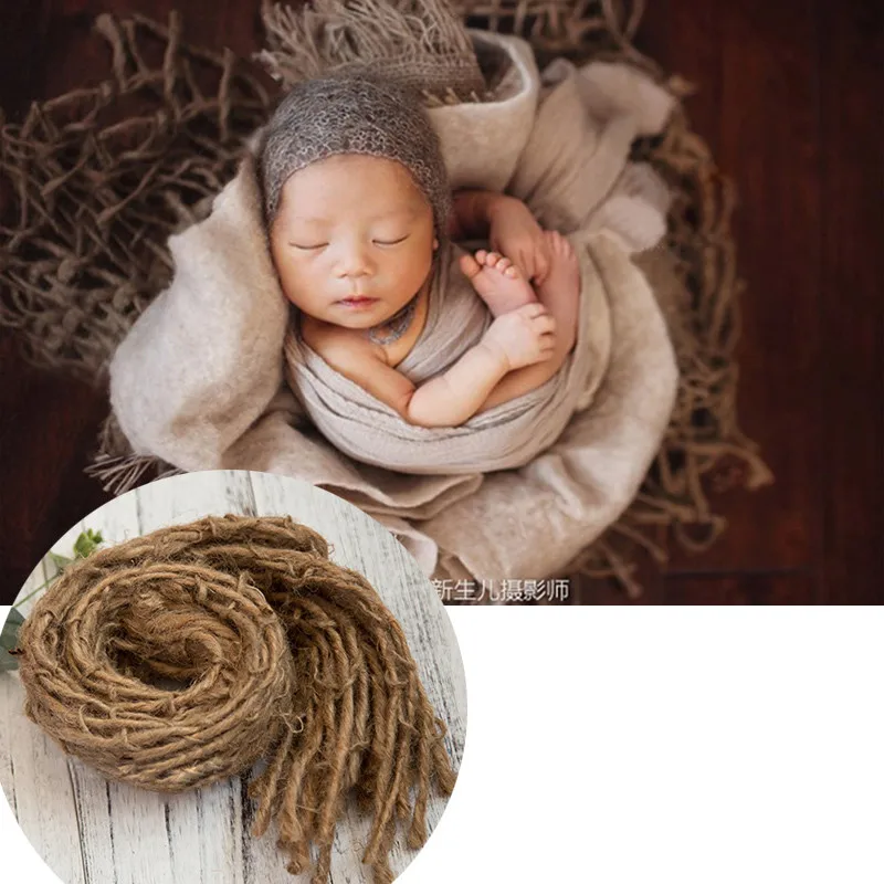 

Newborn Photography Prop Chunky Burlap Layer Net Jute Backdrop Blanket Linen Woven Mesh Cushion Basket Auxiliary Props