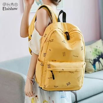 

Cotton backpack student bag female printing Korean version of the simple backpack three-color port wind leisure travel bag
