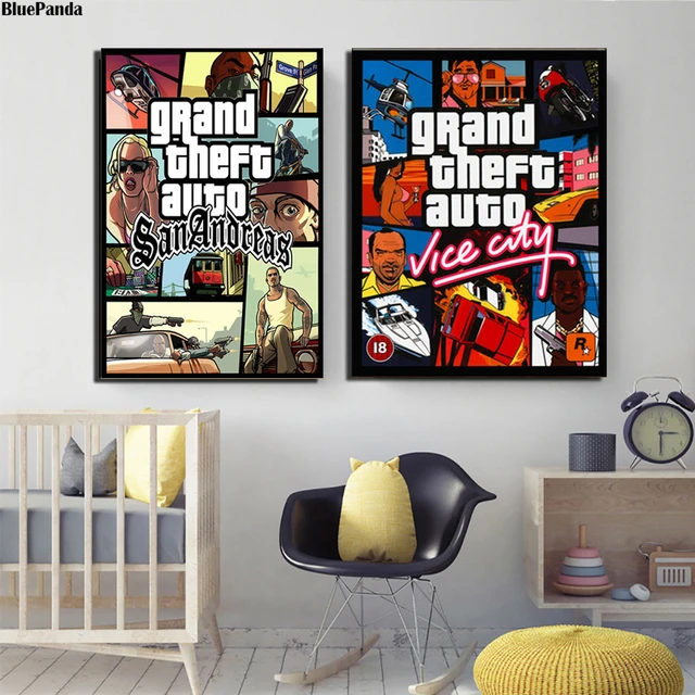 Grand Theft Auto San Andreas GTA Poster Poster Decorative Painting Canvas  Wall Posters and Art Picture Print Modern Family Bedroom Decor Posters
