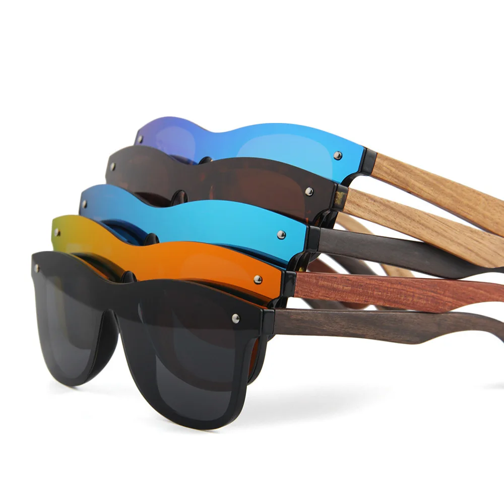 Zerosun Polarized Sunglasses Men Women Pink Mirrored Wood Sun Glasses for Man Vintage Real Wooden Temple Shades New Brand