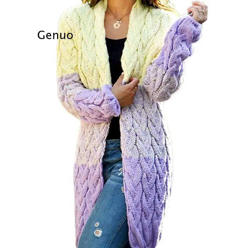 

2021 Women's Cardigan Sweater Coat Solid Color Long Sleeve Knit Hooded Overcoat Loose Elegant Ladies Warm Sweaters