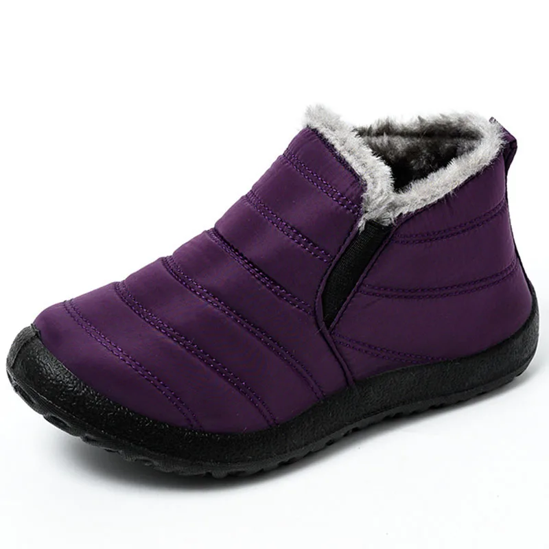 Мужская обувь; водонепроницаемые зимние ботинки; Мужская Уличная обувь; мужские зимние ботинки с высоким берцем; Мужская обувь размера плюс; зимняя обувь - Цвет: Фиолетовый