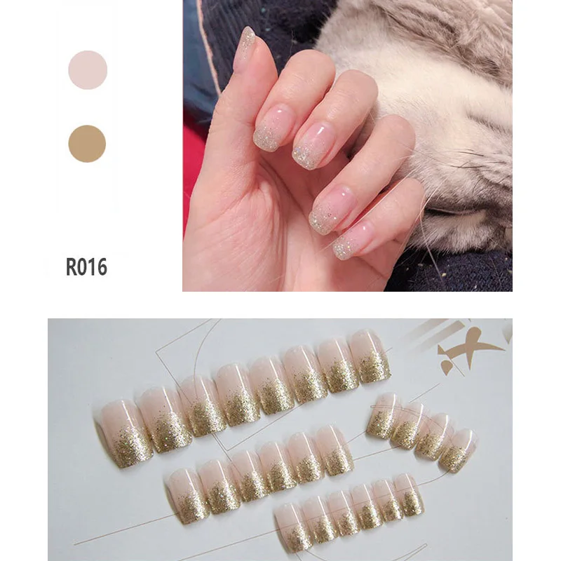styleR016 Высококачественные модные стильные носимые искусственные ногти водонепроницаемые 24 шт./кор. короткие накладные ногти с покрытием дизайн ногтей с клеем нажмите на - Цвет: styleR016