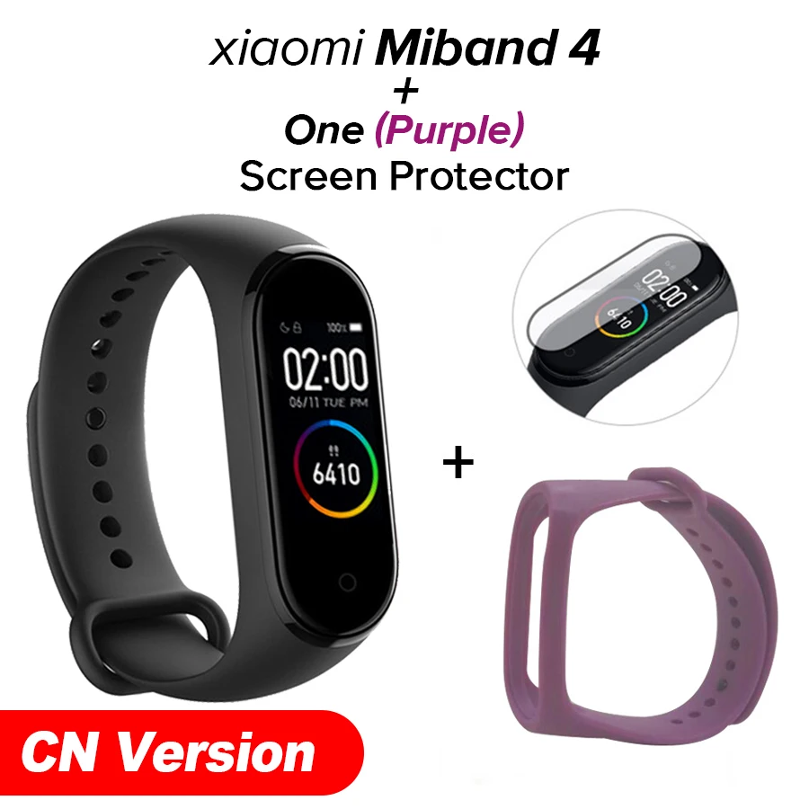 Camou Purple N Film Xiaomi Mi-браслет 4 новейший Xiaomi Mi-браслет 4 браслет 3 цвета сердечный ритм фитнес 135 мАч цветной экран Bluetooth 5,0 - Цвет: Camou Purple N Film