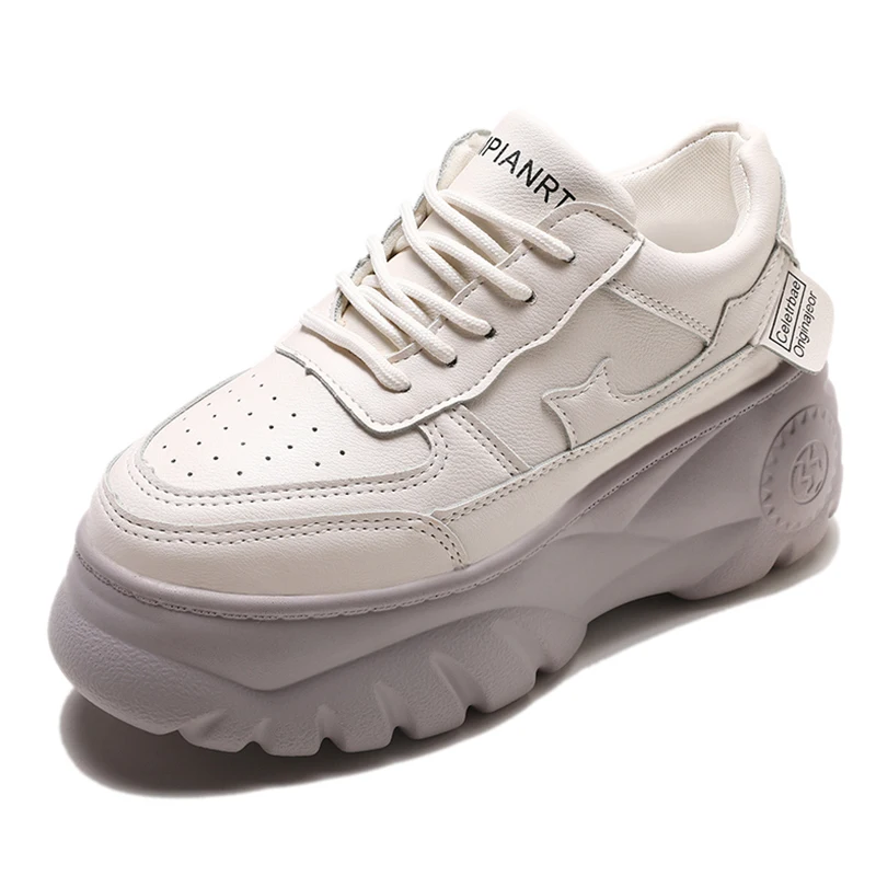 

New 2019 Spring Fashion Women Casual Shoes Leather Platform Shoes Women Sneakers Ladies White Trainers Chaussure Femme
