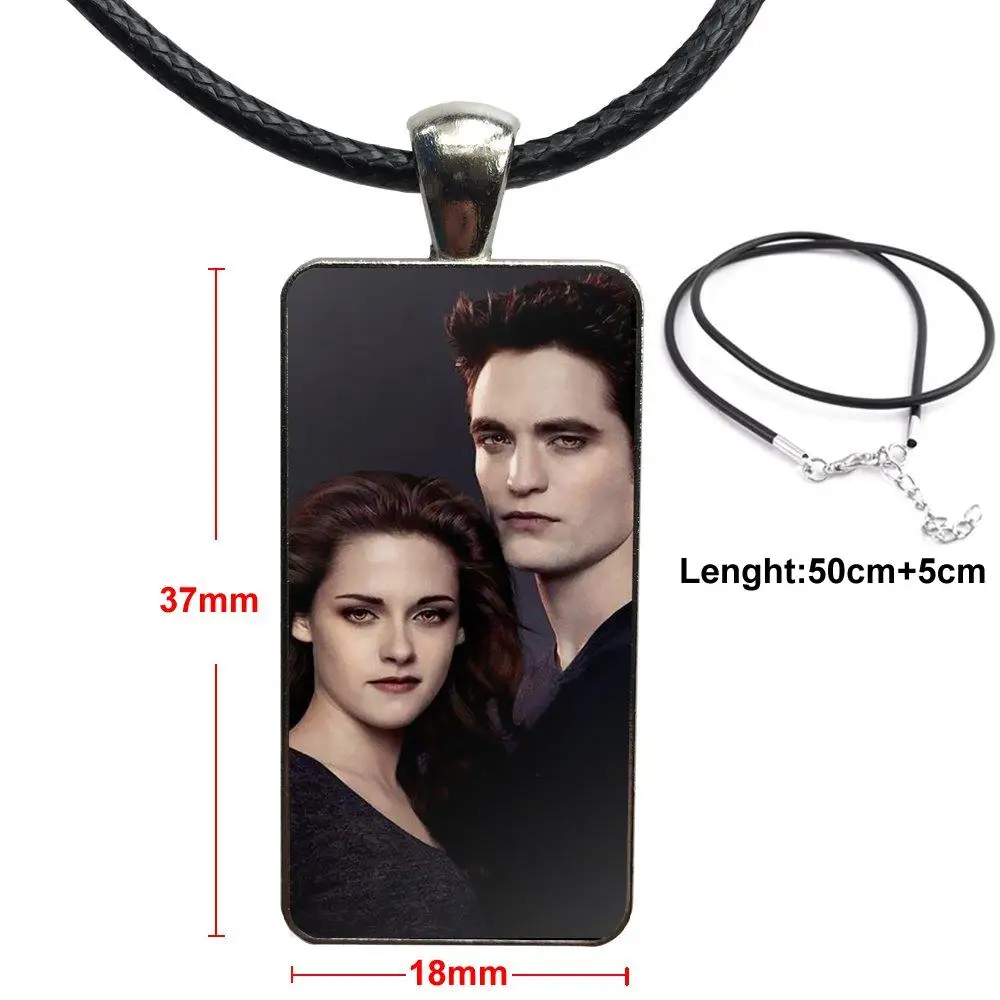 Для детей Youth The Twilight Saga модный стеклянный подвесной брелок прямоугольное ожерелье колье ожерелье ювелирные изделия - Окраска металла: as picture