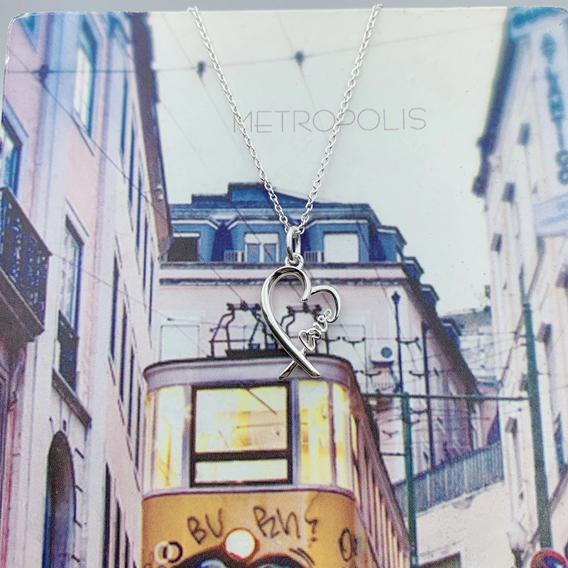 

SHINETUNG Original 100% S925 Sterling Silver Necklace Open Heart Love Pendant Trendy Necklace Women Logo Fine Jewelry