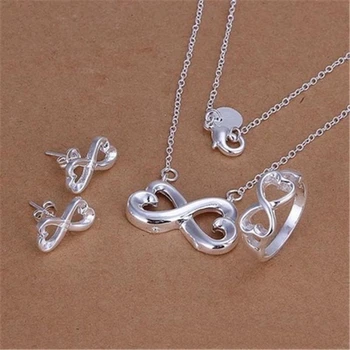 

3 Piece Lucky Number 8 Pendant Necklace Women Fashion Hollow Rings For Women Dainty Earrings Simple Jewelry Earrings Ring Choker