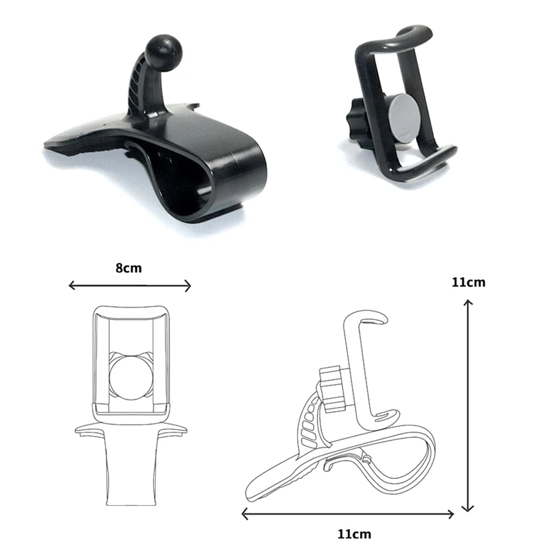 Universal 360 Degree Car HUD Dashboard Mount Holder Stand For Mobile Cell Phone GPS Car Interior Organization Black